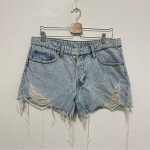 Women’s H&M Size 10 Short 90s Boyfriend Distressed Denim Low Waist 100% Cotton